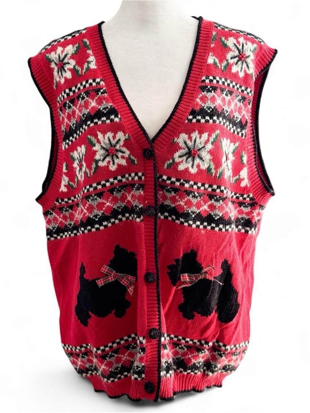 Alfred Dunner Scotty Dog Christmas Sweater Vest – Size XL